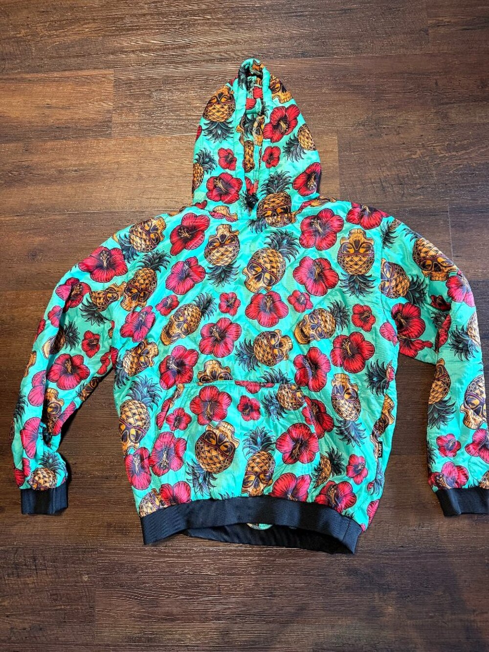 CMBT Combat Iron Woobie Hoodie XL Teal Pineapple Hibiscus Cold Weather Pullover